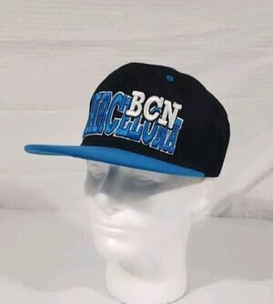 Barcelona BCN Black Blue Baseball Hat One Size Fits All Snap Back Cap